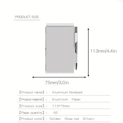 Aluminum Alloy Card Box Notebook With Pen Tearable Fashionable And Convenient