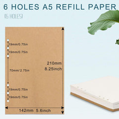 A5 160 Pages Kraft Blank Filler Paper for 6 Ring Binders