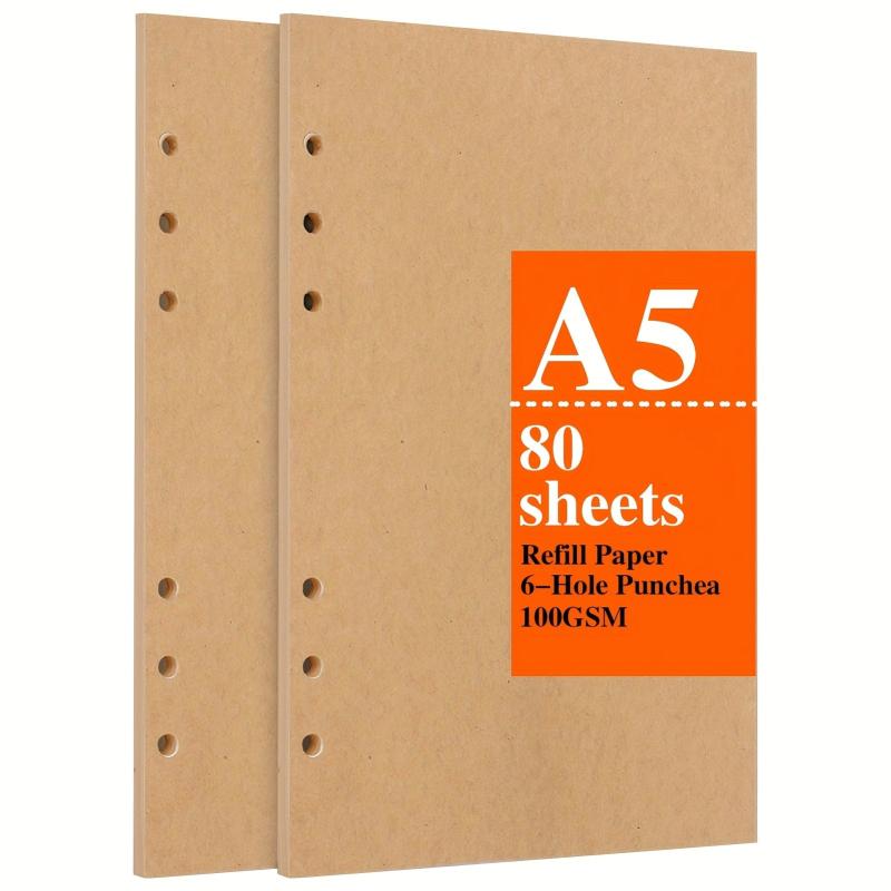 A5 160 Pages Kraft Blank Filler Paper for 6 Ring Binders