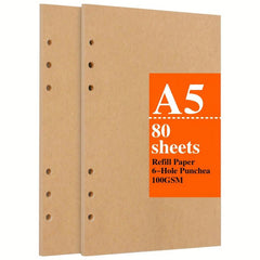 A5 160 Pages Kraft Blank Filler Paper for 6 Ring Binders