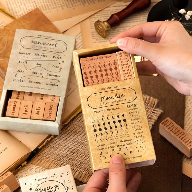 Wooden Rubber Stamp Set for DIY Crafts Gift Wrapping Scrapbooking