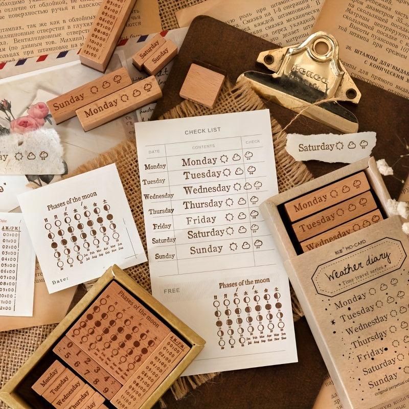 Wooden Rubber Stamp Set for DIY Crafts Gift Wrapping Scrapbooking