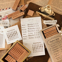 Wooden Rubber Stamp Set for DIY Crafts Gift Wrapping Scrapbooking
