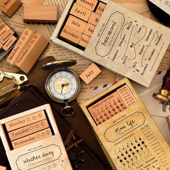 Wooden Rubber Stamp Set for DIY Crafts Gift Wrapping Scrapbooking