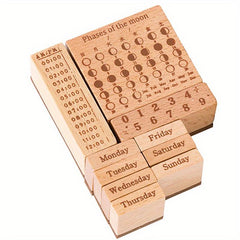 Wooden Rubber Stamp Set for DIY Crafts Gift Wrapping Scrapbooking