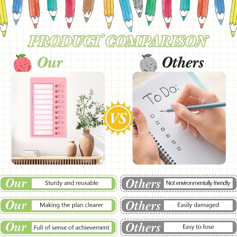 Reusable To Do List Checklist Board with Replaceable Cardstock - Pack of 4