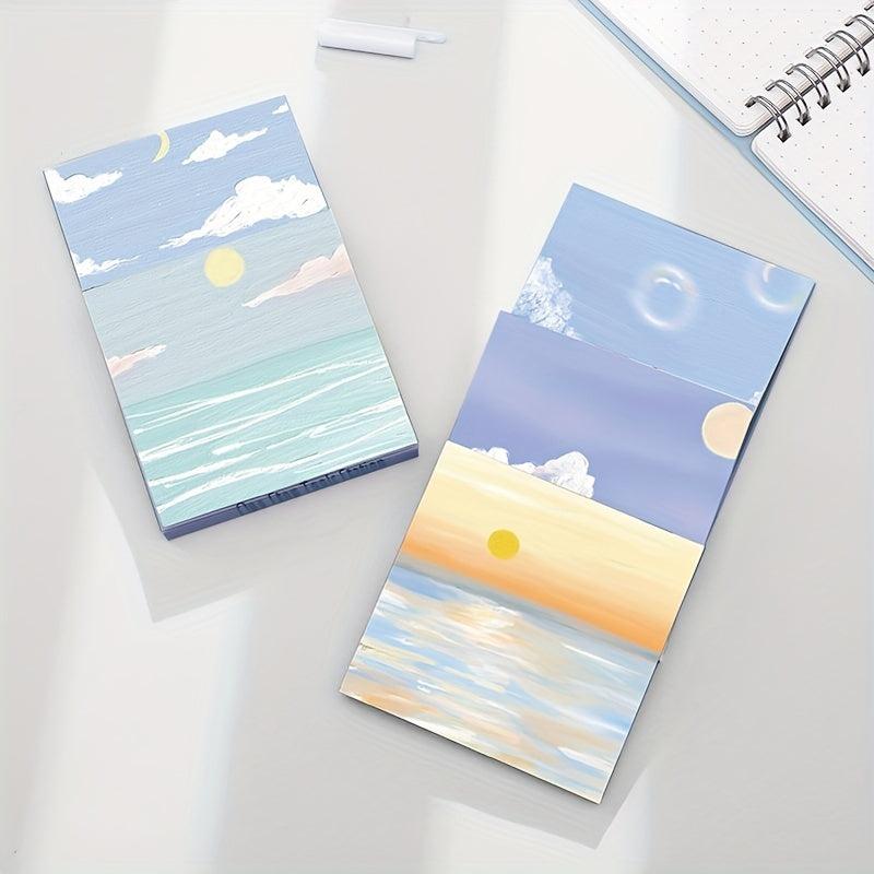 1pc Painting Scenery Stickers 10 Styles Office Student Stationery Memo Stickers