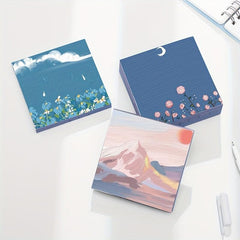 1pc Painting Scenery Stickers 10 Styles Office Student Stationery Memo Stickers
