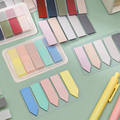 3pcs Morandi Sticky Notes Long Strip Arrow Shaped Sticky Index Tabs
