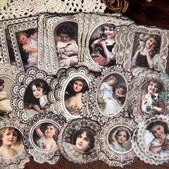 Vintage Scrapbook Paper Lace Character Plant Craft Paper
