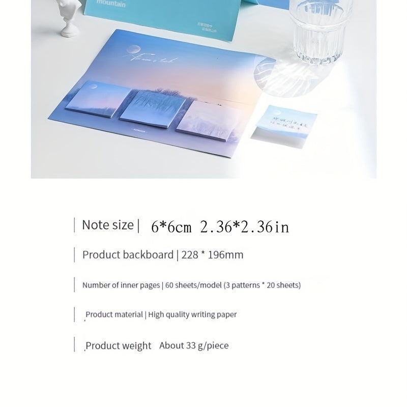 60 Sheets Sticky Notes Mountain Forest Cloud Sea Note Paper Student Stationery