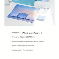 60 Sheets Sticky Notes Mountain Forest Cloud Sea Note Paper Student Stationery