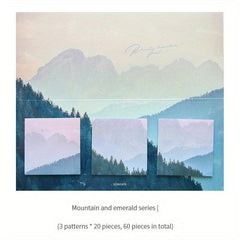 60 Sheets Sticky Notes Mountain Forest Cloud Sea Note Paper Student Stationery