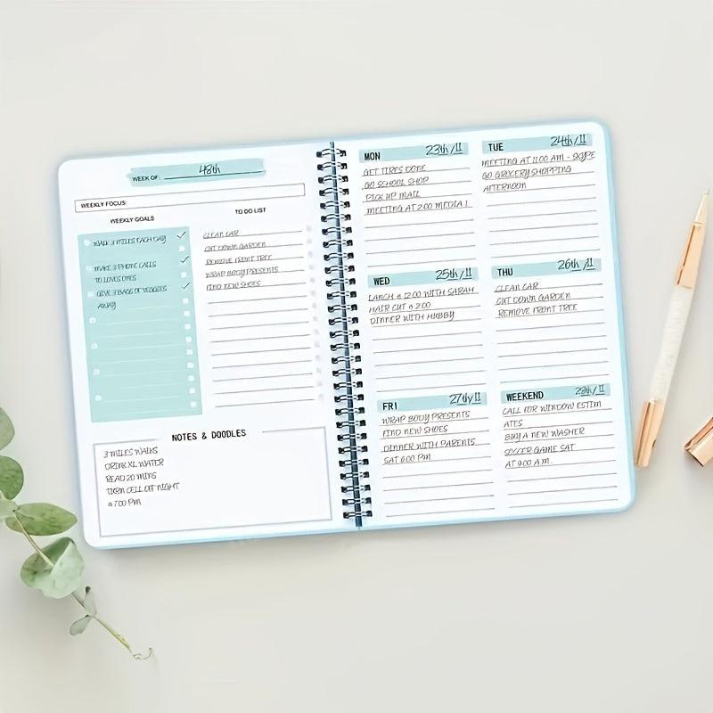 Spiral Coil A5 Undated Daily Weekly Planner 52 Pages