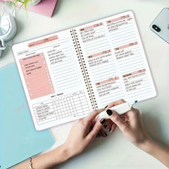 Spiral Coil A5 Undated Daily Weekly Planner 52 Pages