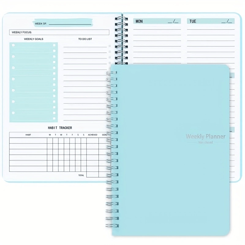 Spiral Coil A5 Undated Daily Weekly Planner 52 Pages