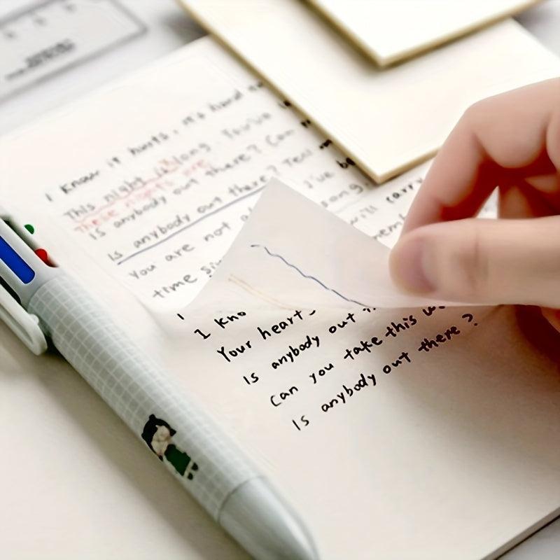 50 Sheets Transparent Sticky Notes Pet Memo Pad Tearable Stick On Sticker