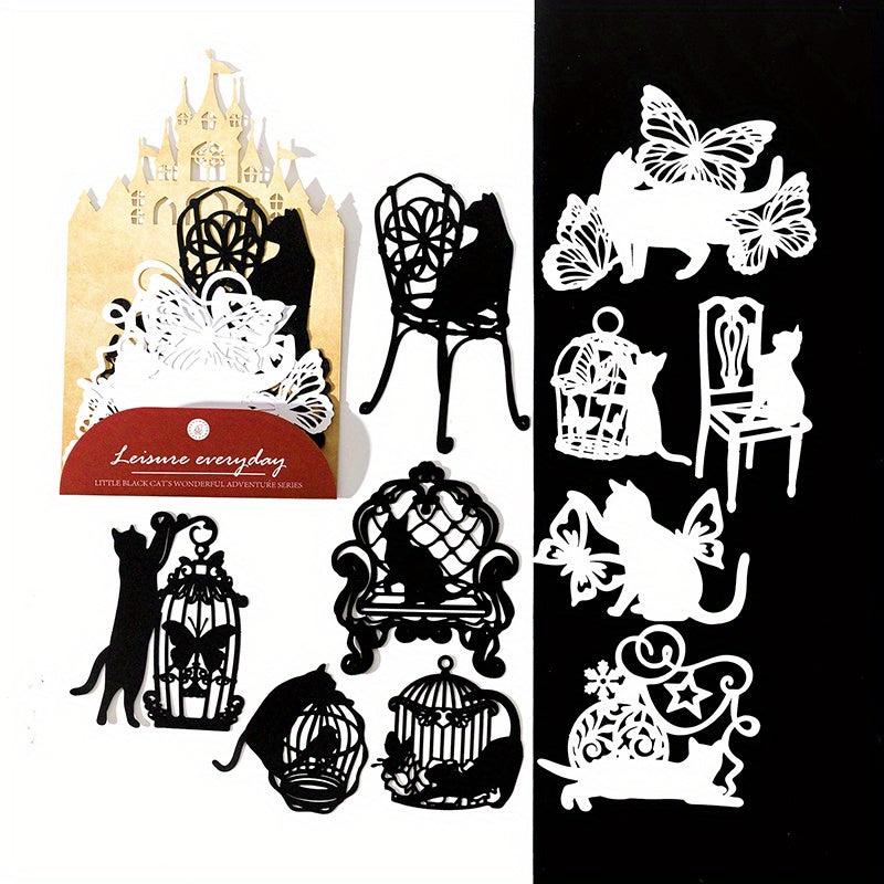 10 Sheets Cat Element Colored Paper & Silhouette Garbage Magazine Paper