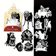 10 Sheets Cat Element Colored Paper & Silhouette Garbage Magazine Paper