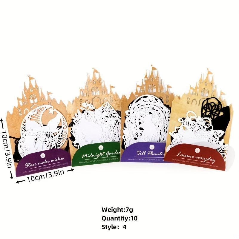 10 Sheets Cat Element Colored Paper & Silhouette Garbage Magazine Paper