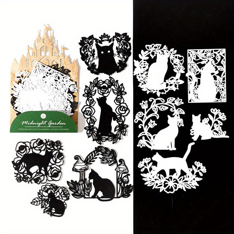 10 Sheets Cat Element Colored Paper & Silhouette Garbage Magazine Paper