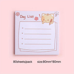Cartoon Cat Sticky Notes 80 pcs 3.14-inch for Office Home School