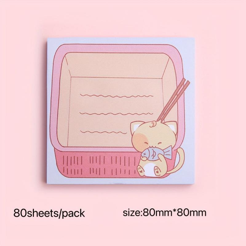 Cartoon Cat Sticky Notes 80 pcs 3.14-inch for Office Home School