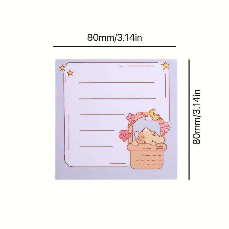 Cartoon Cat Sticky Notes 80 pcs 3.14-inch for Office Home School