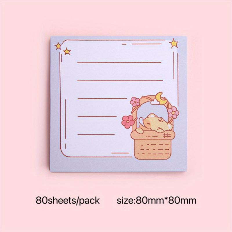Cartoon Cat Sticky Notes 80 pcs 3.14-inch for Office Home School