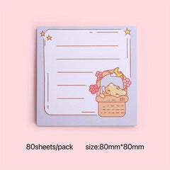 Cartoon Cat Sticky Notes 80 pcs 3.14-inch for Office Home School
