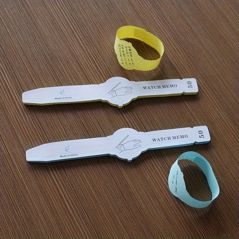 50pcs Wrist Watch Note Pad Bracelet Memo Watch Shape Note Pad Reminder