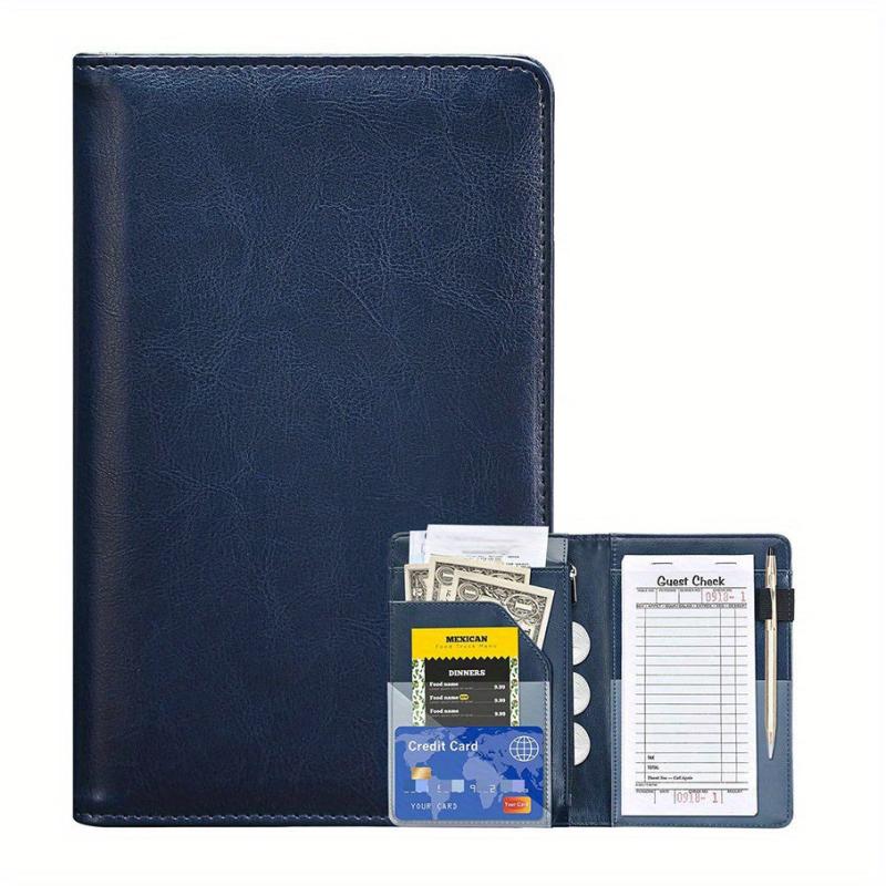 Leather Server Book Waitress Wallet Zipper Pocket-Fits Server Apron