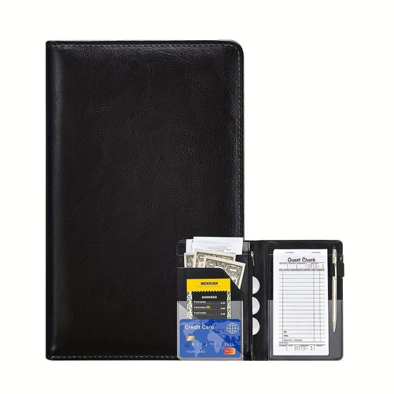 Leather Server Book Waitress Wallet Zipper Pocket-Fits Server Apron