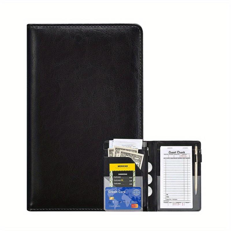 Leather Server Book Waitress Wallet Zipper Pocket-Fits Server Apron