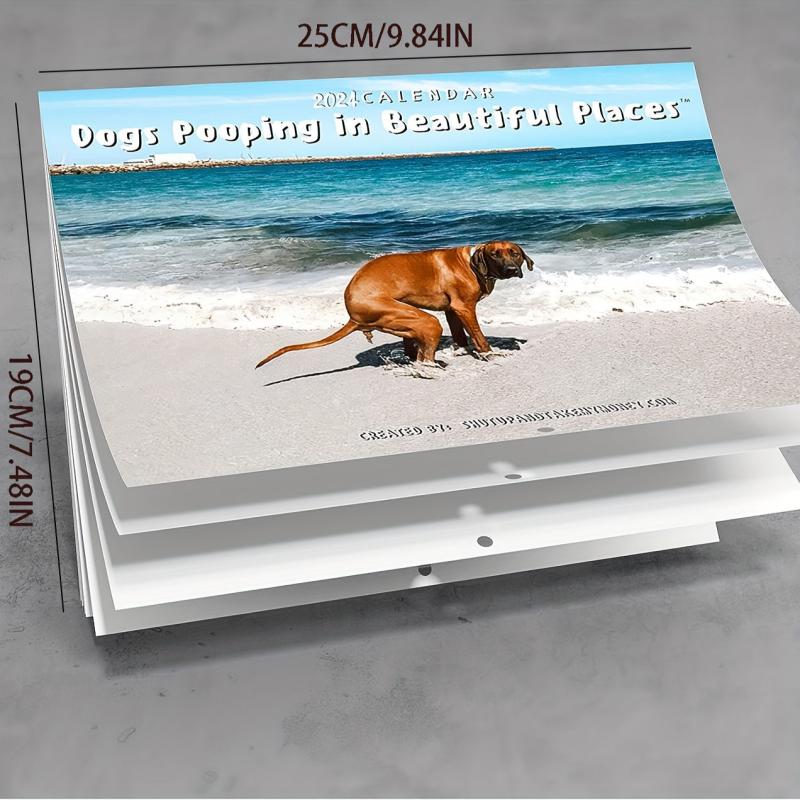 Dog Poop Wall Calendar Funny Gag Gift Hangable Monthly Wall Calendar