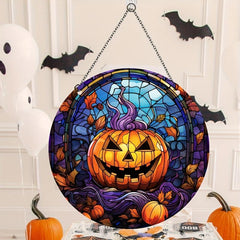 Halloween Acrylic Horror Pumpkin Smiley Stained Window Glass Hanging