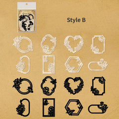 16pcs Hollow Lace Paper Border Museum Series for Retro Handbook Collage