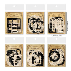 16pcs Hollow Lace Paper Border Museum Series for Retro Handbook Collage