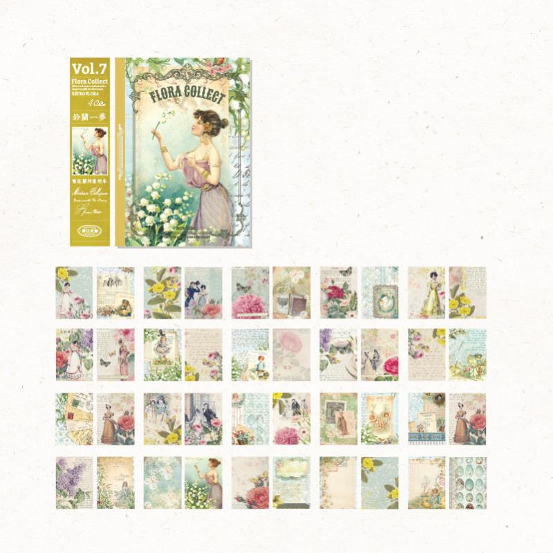 40 Pieces Retro Paper Rose Flower Manual Material Paper 17x53 cm