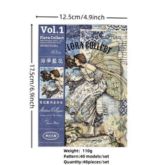 40 Pieces Retro Paper Rose Flower Manual Material Paper 17x53 cm