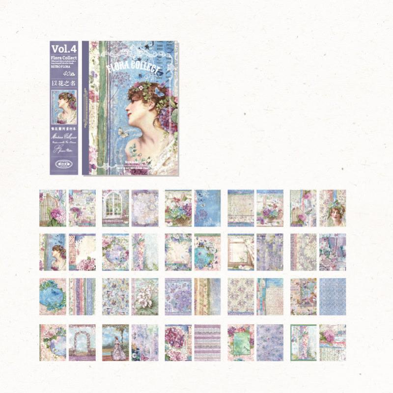 40 Pieces Retro Paper Rose Flower Manual Material Paper 17x53 cm