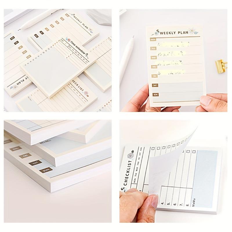 240pcs 4 Styles Portable Time Planner Daily Weekly Monthly Beige Small