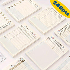 240pcs 4 Styles Portable Time Planner Daily Weekly Monthly Beige Small