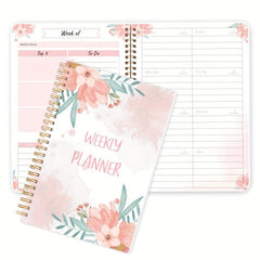 Undated Weekly Planner Notebook Spiral Goals Journal To Boost Productivity