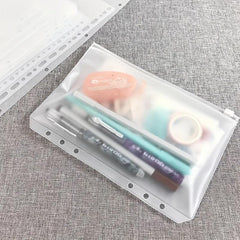30pcs A6 Binder Pocket 6 Holes Budget Envelopes Clear Zipper Ring Bag