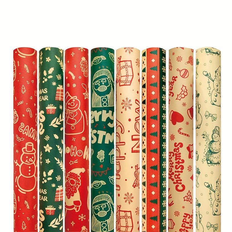 8pcs Gift Wrapping Paper Holiday Decoration Paper