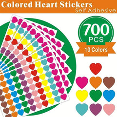 700 Colored Heart Dot Stickers Sticky Dots Coding Labels 10 Styles