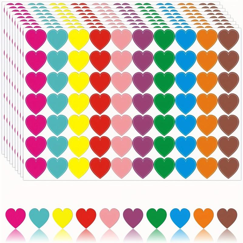 700 Colored Heart Dot Stickers Sticky Dots Coding Labels 10 Styles