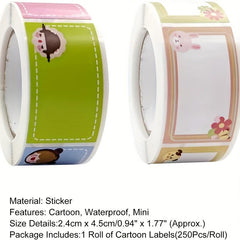 250pcs Cartoon Journal Stationery Stickers Name Preschool Baby Labels