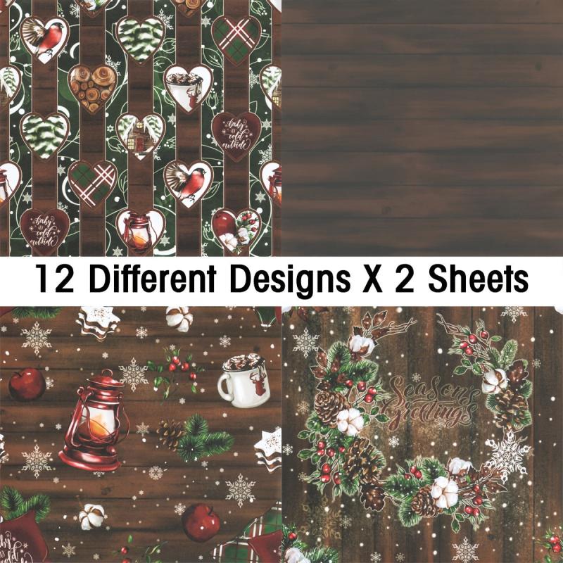Christmas Scrapbook Paper Pad 24 Sheets 160gsm Planner Craft Supply